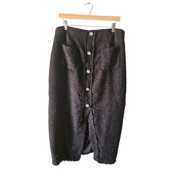 Pomander Place Tweed Laurelle Midi Skirt black sz XL 14 new with tags $149 WS52 - Picture 5 of 10